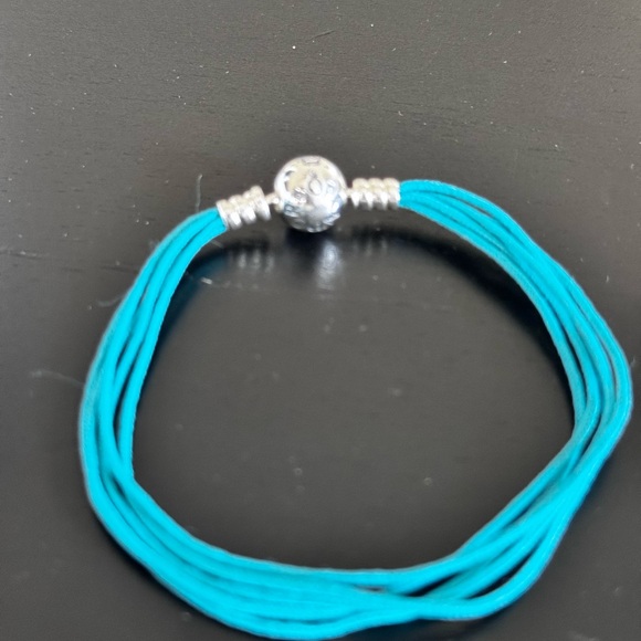 PANDORA NEW & RETIRED 7.5” Teal Cord Bracelet (end to ball) includes box - Picture 5 of 7